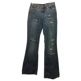 D&G-Distressed Bootleg Jeans-Blau
