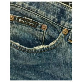 D&G-Distressed Bootleg Jeans-Blau