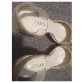 Prada-Prada Hessian heels (Vintage)-Beige