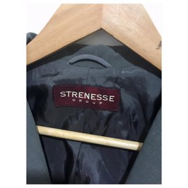 Strenesse-Blazer de linha longa da Strenesse-Cinza