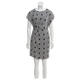 Vestido de seda Jenna Diane von Furstenberg blanco y negro Negro Blanco