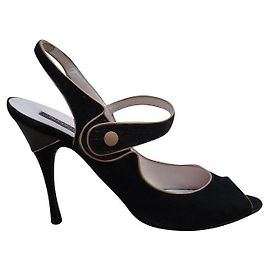 Sergio Rossi Black Leather Sandals Size 40 Black