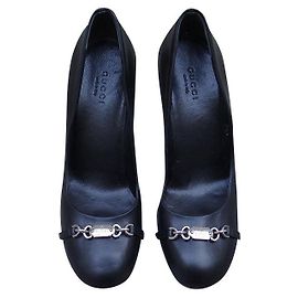 Gucci Black Leather Pumps 36.5 Black
