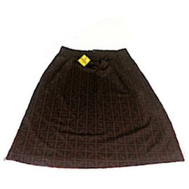 Fendi-Vintage Zucca FF Skirt Size 44-Brown