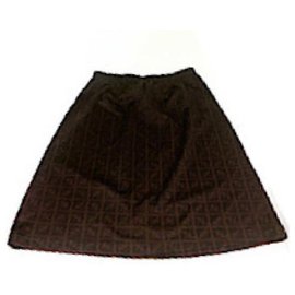 Fendi-Vintage Zucca FF Skirt Size 44-Brown