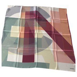 Chanel-CHANEL pure silk scarf-Multiple colors