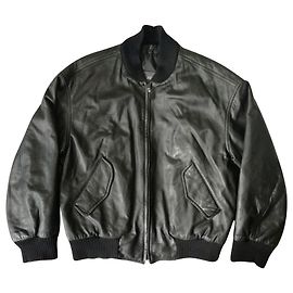 Joop! Type MA-1 Flyer's Pilot Black Lamb Leather Bomber Jacket Black
