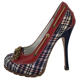 Dsquared2 Pumps Leather and Checked Canvas 37 Multiple colors