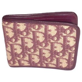 Christian Dior-DIOR vintage wallet in Oblique canvas-Dark red