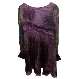 Vestido de gasa de seda Alberta Ferretti Multicolor Púrpura