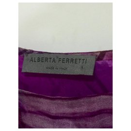 Alberta Ferretti-Vestido de gasa de seda Alberta Ferretti-Multicolor,Púrpura