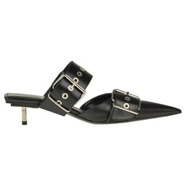 Balenciaga-balenciaga Runway leather mules-Black