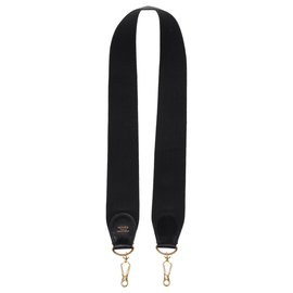 Hermès-Bandoulière Hermès modèle sport en toile et cuir noir, garniture en métal doré pour sacs Hermès-Noir