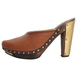 Miu Miu Clogs Brown Golden Caramel