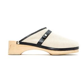 Hermès CANVAS LEATHER CLOG FR40 NEW Black Cream