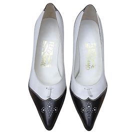 Salvatore Ferragamo Leather Heels Black White Black White