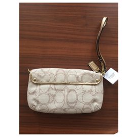 Coach-Porte-monnaie Coach-Beige,Doré