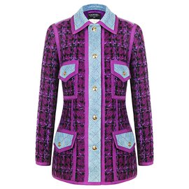 Chanel-chaqueta muy especial de tweed y denim-Multicolor