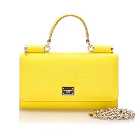 Autre Marque-Dolce&Gabbana Yellow Miss Sicily Wallet on Chain-Yellow