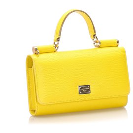 Autre Marque-Dolce&Gabbana Yellow Miss Sicily Wallet on Chain-Yellow