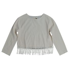 Blusa Nanushka de algodão bege com borlas Bege
