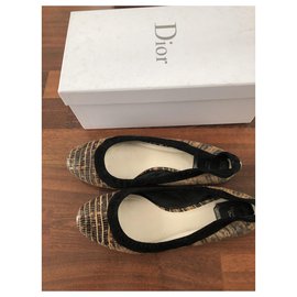 Christian Dior-Sapatilhas de ballet-Marrom,Preto