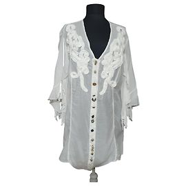 Camisa blanca Elisa Cavaletti de seda y algodón Blanco