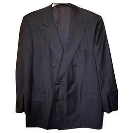 Ermenegildo Zegna-Su Misura Trofeo lined breasted Grey Suit Jacket, size 62 / XXL-Grey