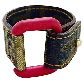 Fendi-Vintage Zucca FF Bracelet-Khaki
