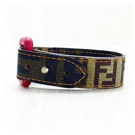 Fendi-Vintage Zucca FF Bracelet-Khaki
