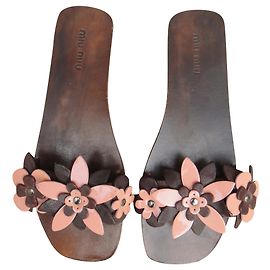 Miu Miu leather mules dark brown 38 Dark brown