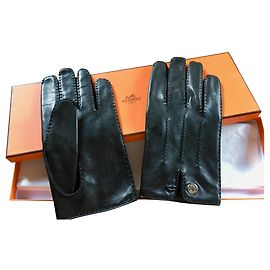 Gants Hermès cuit noir Noir