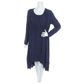 Autre Marque Deerberg Baumwollkleid blau mit Rüschen Blau