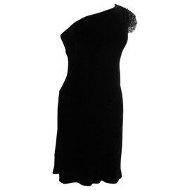 Polo Ralph Lauren-Velvet and lace dress-Black