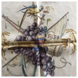 Hermès-Bordeaux Portes Océane-Bianco sporco,Marrone scuro,Blu navy