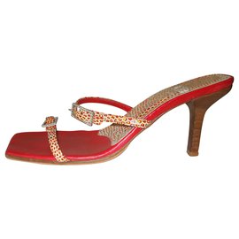 Autre Marque Mulas de couro multicoloridas em estilo python e strass Kallisté 36,5 US Multicor