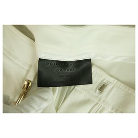 Philipp Plein-Philipp Plein Couture Off Branco Marfim Ouro Expostos Zíperes Calças Calças sz 42-Branco