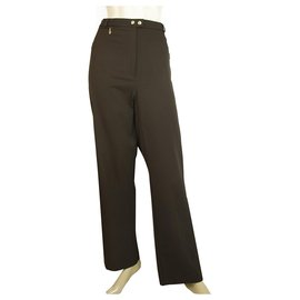 Laurèl-Laurel Dark Brown Straight Leg dress Court trousers pants size 44-Brown
