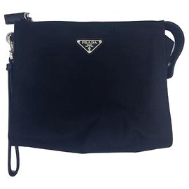 Clutch Prada de couro e poliamida preto Preto