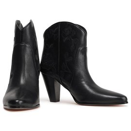 Kate Spade-Western Leather Boots-Black