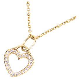 Tiffany & Co-Tiffany ouro metro coração colar de diamantes-Dourado