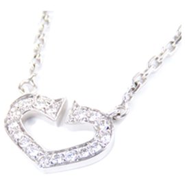 Cartier-Cartier Silver Diamond Heart of Cartier Pendant Necklace-Silvery