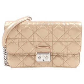 Dior-Dior Brown Cannage Miss Dior Chain Shoulder Bag-Brown,Beige