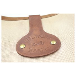 Hermès-Hermès Rodéo bag in linen and leather.-Brown,Beige