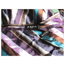 Zapa-Saia de seda de comprimento médio, taille 38.-Multicor