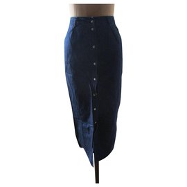 Gerard Darel-Long jeans skirt, taille 36.-Blue