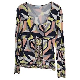 Top Emilio Pucci Fiore manga larga estampado signature Multicolor