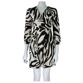 Diane Von Furstenberg-DvF Mavis silk dress-Black,Cream,Caramel