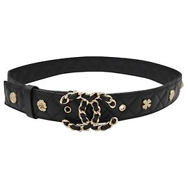 Chanel Gürtel aus schwarzem Leder. Schwarz