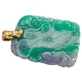 Roland Schad Pendentif jade jadéite sculpté, or jaune. Autre